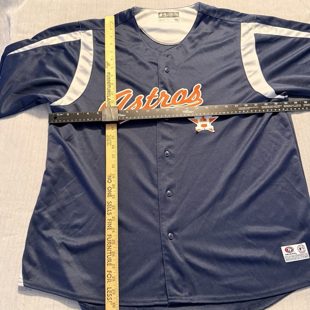 Houston Astros True Fan Baseball Jersey Men's 2XL Blue Button Front MLB - Picture 3 of 7